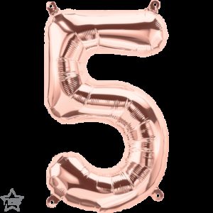 Μπαλόνι Φόιλ Μίνι Νούμερο ροζ χρυσό 5 41εκ. με βαλβίδα 059111
