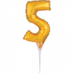 Μπαλόνι Φοιλ Μικρό Cake Pick Number 5 Χρυσό 15εκ A3735301