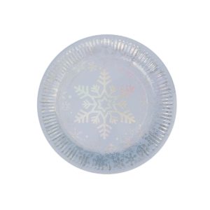 Πιάτα χάρτινα φαγητού 23εκ. Iridescent Snowflake /8τεμ N777121