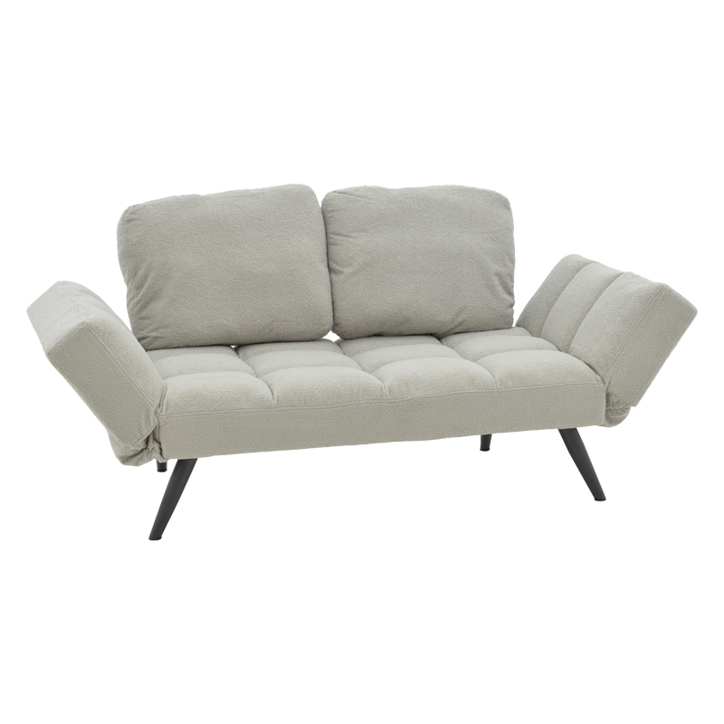 Καναπές - κρεβάτι 3θέσιος Jackie pakoworld μπουκλέ γκρι-μέταλλο μαύρο 190x80x74εκ 1τεμ