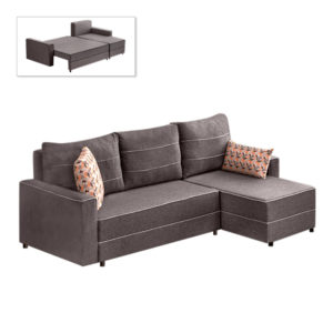 Γωνιακός καναπές - κρεβάτι Ece Megapap δεξιά γωνία υφασμάτινος με αποθηκευτικό χώρο χρώμα καφέ 242x150x88εκ. 1τεμ