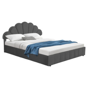 Κρεβάτι διπλό Wardie pakoworld βελούδο ανθρακί με αποθηκευτικό χώρο 160x200εκ 1τεμ