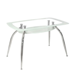 Τραπέζι ArteLibre HALTIA Λευκό/Διάφανο/Χρώμιο Γυαλί/Μέταλλο 120x75x75cm 1τεμ