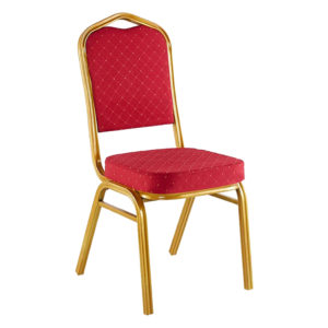Καρέκλα συνεδρίου Hilton pakoworld στοιβαζόμενη ύφασμα κόκκινο-μέταλλο χρυσό 40x42x92εκ 1τεμ