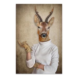 Πίνακας σε καμβά Woman With Deer Head Megapap ψηφιακής εκτύπωσης 50x75x3εκ. 1τεμ