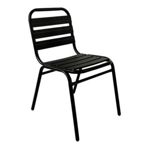 Καρέκλα Sussie pakoworld στοιβαζόμενη μαύρο μέταλλο με φέτες αλουμινίου 45x62x76εκ 1τεμ