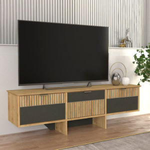 Έπιπλο τηλεόρασης Venita Megapap χρώμα sapphire oak - ανθρακί 150x35x45,3εκ. 1τεμ