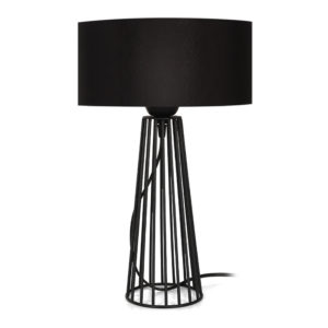 Φωτιστικό επιτραπέζιο Filip Megapap E27 μεταλλικό - υφασμάτινο χρώμα μαύρο 25x25x45εκ. 1τεμ