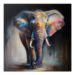 Πίνακας σε καμβά Colorful Elephant Megapap ψηφιακής εκτύπωσης 100x100x3εκ. 1τεμ