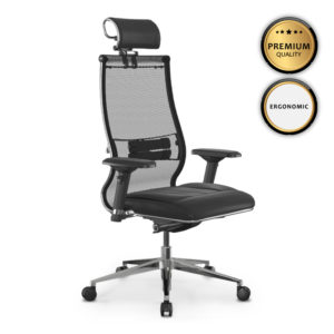 Καρέκλα γραφείου Samurai L2-6D Megapap εργονομική με ύφασμα TS Mesh και τεχνόδερμα χρώμα μαύρο 69x70x125/137εκ. 1τεμ