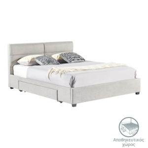 Κρεβάτι διπλό Anay pakoworld με συρτάρι ύφασμα μπεζ 160x200εκ 1τεμ