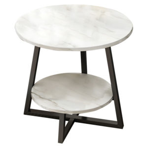 Τραπέζι σαλονιού Rota MDF λευκό μαρμάρου-μαύρο Φ60x60cm 1τεμ