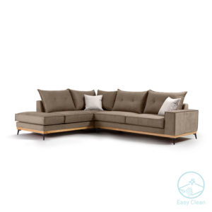 Γωνιακός καναπές δεξιά γωνία Luxury II pakoworld ύφασμα mocha-cream 290x235x95εκ 1τεμ