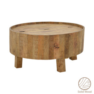 Τραπέζι σαλονιού με αποθηκευτικό χώρο Darian pakoworld μασίφ ξύλο mango φυσικό Φ90x45εκ 1τεμ