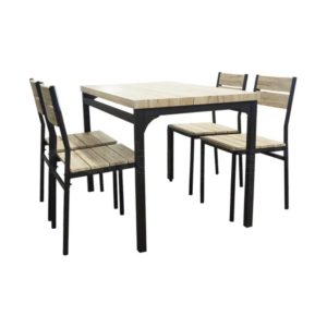 Τραπέζι Σετ (4+1) ArteLibre SERISSA Μαύρο/Μπεζ 110x70x77cm 1τεμ