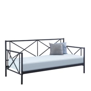 Κρεβάτι Μονό ArteLibre JASMINE Μαύρο Μέταλλο 208x97.6x100cm (Στρώμα 90x200cm) 1τεμ