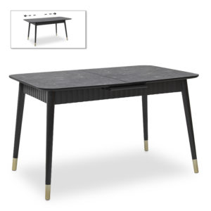 Τραπέζι Nero Megapap επεκτεινόμενο από MDF/ ξύλο χρώμα μαύρο εφέ μαρμάρου 124/152x80x74εκ. 1τεμ