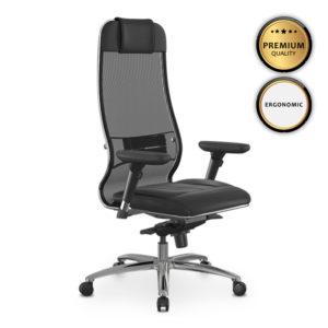 Καρέκλα γραφείου Samurai L1-2D Megapap εργονομική με ύφασμα TS Mesh και τεχνόδερμα χρώμα μαύρο 69x70x122/130εκ. 1τεμ