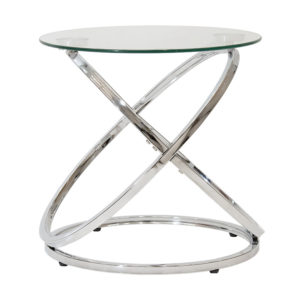 Βοηθητικό τραπέζι Sabin pakoworld μέταλλο-γυαλί 5mm Φ50x50εκ 1τεμ