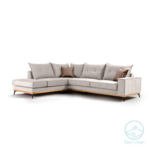 Γωνιακός καναπές δεξιά γωνία Luxury II pakoworld ύφασμα cream-mocha 290x235x95εκ 1τεμ