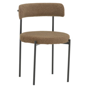 Καρέκλα Crochie pakoworld καφέ μπουκλέ ύφασμα-μαύρο μέταλλο 50x50x77.5εκ 1τεμ