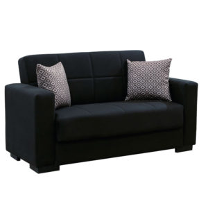 Kαναπές κρεβάτι Vox pakoworld 2θέσιος ύφασμα μαύρο 148x77x80εκ 1τεμ