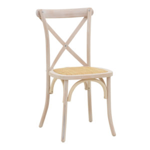Καρέκλα Dylon pakoworld στοιβαζόμενη white wash ξύλο οξιάς-έδρα φυσικό rattan 48x52x89εκ 1τεμ