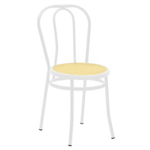 Καρέκλα Βιέννης pakoworld pe rattan μπεζ-μέταλλο λευκό 1τεμ