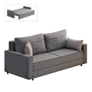 Καναπές - κρεβάτι Ece Megapap τριθέσιος υφασμάτινος χρώμα γκρι 215x90x88εκ. 1τεμ