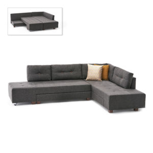 Γωνιακός καναπές - κρεβάτι Manama Megapap δεξιά γωνία υφασμάτινος χρώμα ανθρακί 280x206x85εκ. 1τεμ