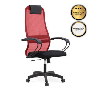 Καρέκλα γραφείου Prince Megapap με ύφασμα Mesh χρώμα κόκκινο - μαύρο 66,5x70x123/133εκ. 1τεμ