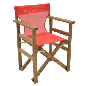 Καρέκλα-πολυθρόνα σκηνοθέτη Retto pakoworld μασίφ ξύλο οξιάς καρυδί-πανί κόκκινο 1τεμ