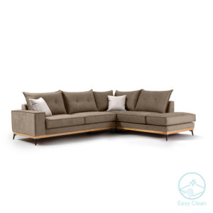 Γωνιακός καναπές αριστερή γωνία Luxury II pakoworld ύφασμα mocha-cream 290x235x95εκ 1τεμ