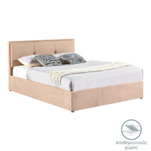 Κρεβάτι διπλό Sonnie pakoworld με αποθηκευτικό χώρο βελούδο καφέ 150x200εκ 1τεμ