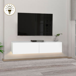 Έπιπλο τηλεόρασης επιτοίχιο Aristo Megapap από μελαμίνη με LED χρώμα λευκό 135x31,6x25εκ. 1τεμ