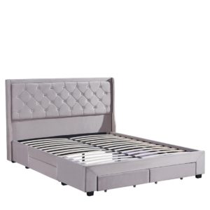 Κρεβάτι Διπλό ArteLibre ANNONA Ivory Βελούδο (Στρώμα 160x200cm) 1τεμ