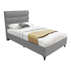 Κρεβάτι μονό Luxe pakoworld με αποθηκευτικό χώρο γκρι ύφασμα 120x200εκ 1τεμ