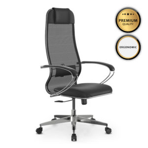 Καρέκλα γραφείου Sit-1031672 Megapap εργονομική με διπλό ύφασμα Mesh και τεχνόδερμα χρώμα μαύρο 66x70x118/131εκ. 1τεμ