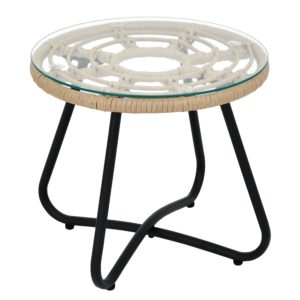 Τραπέζι Κήπου ArteLibre HOWARD Φυσικό/Μαύρο Μέταλλο/Rattan Φ45x40cm 1τεμ