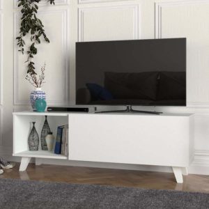 Έπιπλο τηλεόρασης Smart Megapap από μελαμίνη χρώμα λευκό 140x35x47εκ. 1τεμ