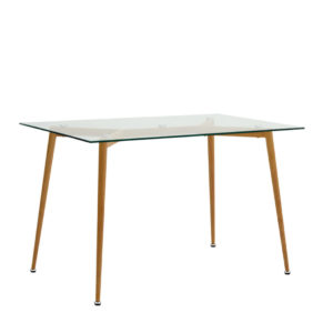 Τραπέζι ArteLibre LAKI Dυσικό Διάφανο/Φυσικό Γυαλί/Μέταλλο 120x90x75cm 1τεμ