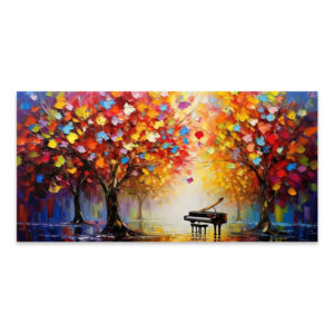 Πίνακας σε καμβά Piano in Colorful Forest Megapap ψηφιακής εκτύπωσης 120x60x3εκ. 1τεμ