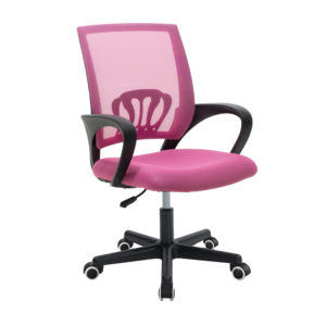Καρέκλα γραφείου εργασίας Berto I pakoworld ύφασμα mesh ροζ 56x47x85-95εκ 1τεμ