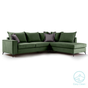 Γωνιακός καναπές αριστερή γωνία Romantic pakoworld ύφασμα κυπαρισσί-ανθρακί 290x235x95εκ 1τεμ