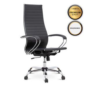 Καρέκλα γραφείου εργονομική Francy Megapap από τεχνόδερμα χρώμα μαύρο 66,5x70x118/130εκ. 1τεμ