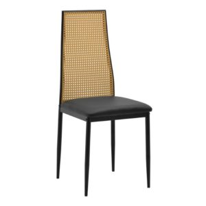Καρέκλα Lasmipe Inart μαύρο-φυσικό pu-rattan 40x49x96εκ 1τεμ