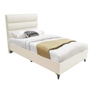 Κρεβάτι μονό Luxe pakoworld με αποθηκευτικό χώρο κρεμ ύφασμα 120x200εκ 1τεμ
