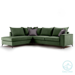 Γωνιακός καναπές δεξιά γωνία Romantic pakoworld ύφασμα κυπαρισσί-ανθρακί 290x235x95εκ 1τεμ