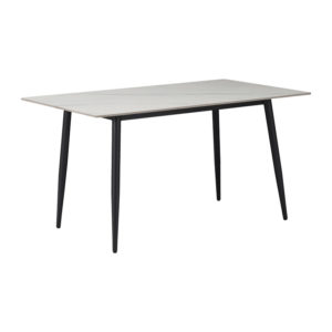 Τραπέζι Gustas pakoworld λευκό μαρμάρου sintered stone-μαύρο μέταλλο 140x80x75εκ 1τεμ