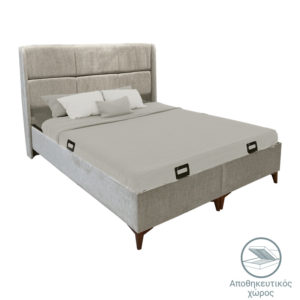 Κρεβάτι διπλό Serene pakoworld με αποθηκευτικό χώρο μπεζ ύφασμα 160x200εκ 1τεμ